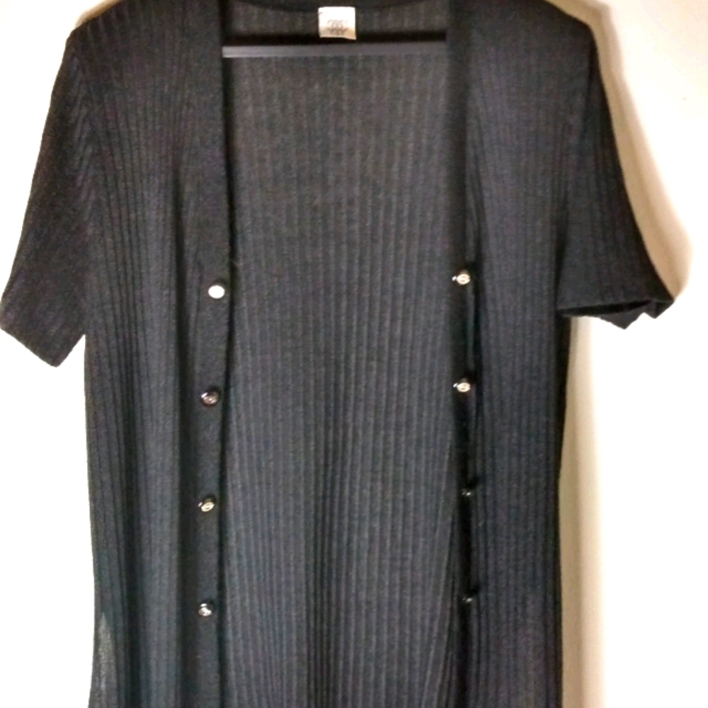 COC L Black Ribbed Short Sleeved Open Top